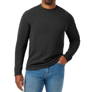 Members Mark Mens Sweaters Size S Black Double Knit Crewneck Long Sleeve